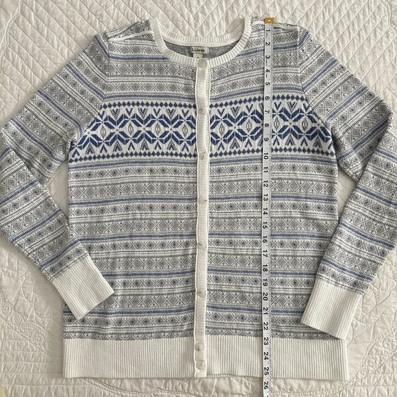 L.L. Bean Nordic Fair Isle Cashmere Blend Cardigan Button Down Sweater - Picture 5 of 11